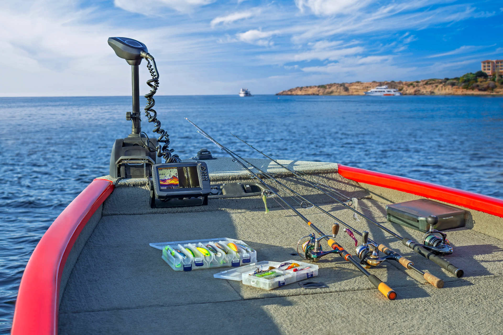 Fish-Finder-and-Fishing-Gear-on-a-Boat